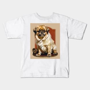 Beyond the Flat Face: A Playful Pekingese Portrait Kids T-Shirt